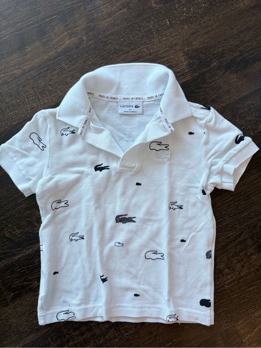 Lacoste Kids White Embroidered Croc Polo Shirt sz 4A